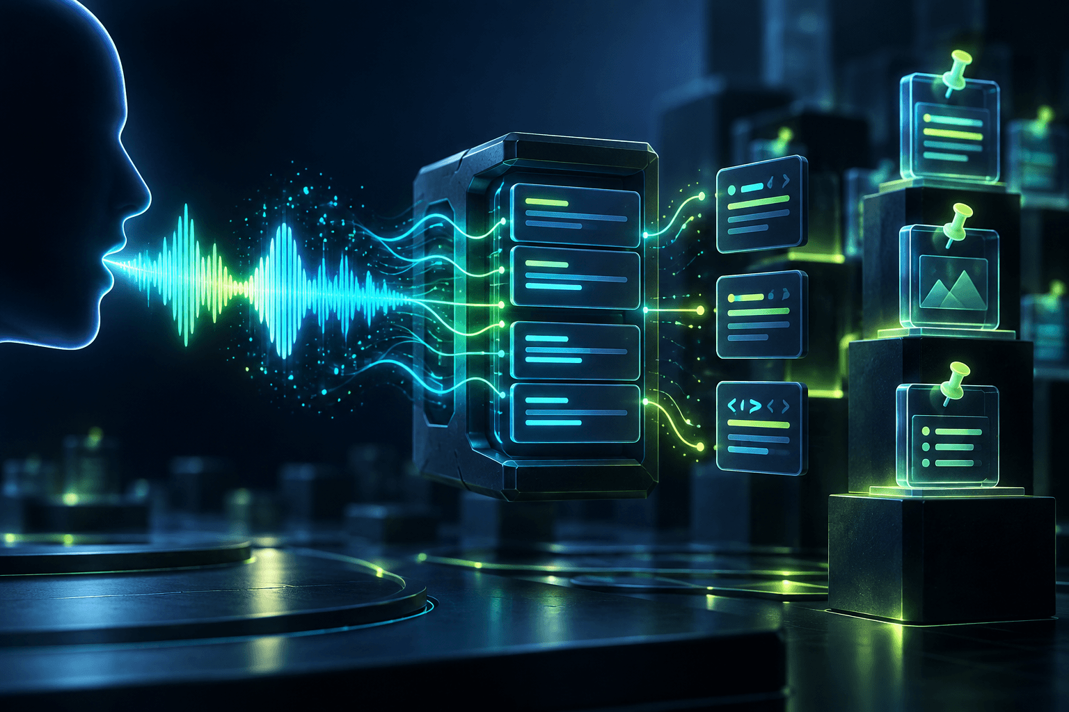 Turning a voice transcript into terminal context, pinned for reuse